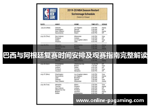 巴西与阿根廷复赛时间安排及观赛指南完整解读